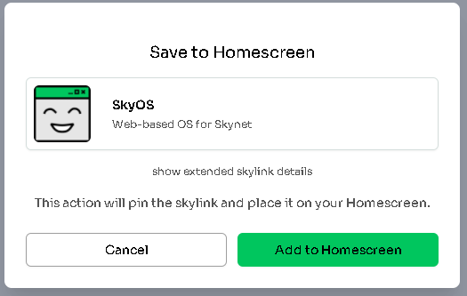 Homescreen - Add SkyOS