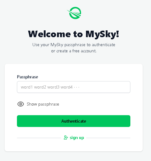 Authenticate with MySky - Step 2